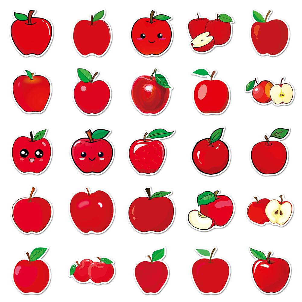Adesivi Apple |50 adesivi in vinile impermeabili a forma di mela per bottiglie d'acqua, biciclette, laptop, frigoriferi, bagagli, computer, cellulare, skateboard, bici