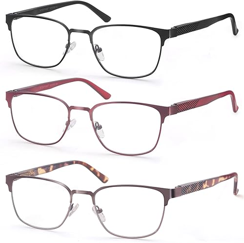 Miniatura 2 de Paquete de 4 lentes de lectura para hombres y mujeres, lentes de lectura con bloqueo de luz azul, lectores de metal