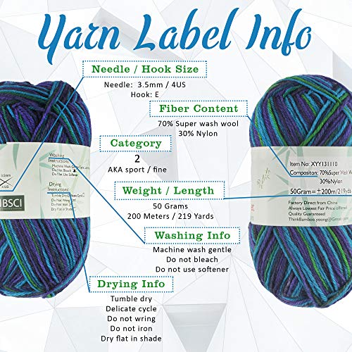 Jubileeyarn Dancing Feet Yarn - Self-Striping Hiking Sock Superwash Wool - Lodge Forest - 2 Skeins #TOP4