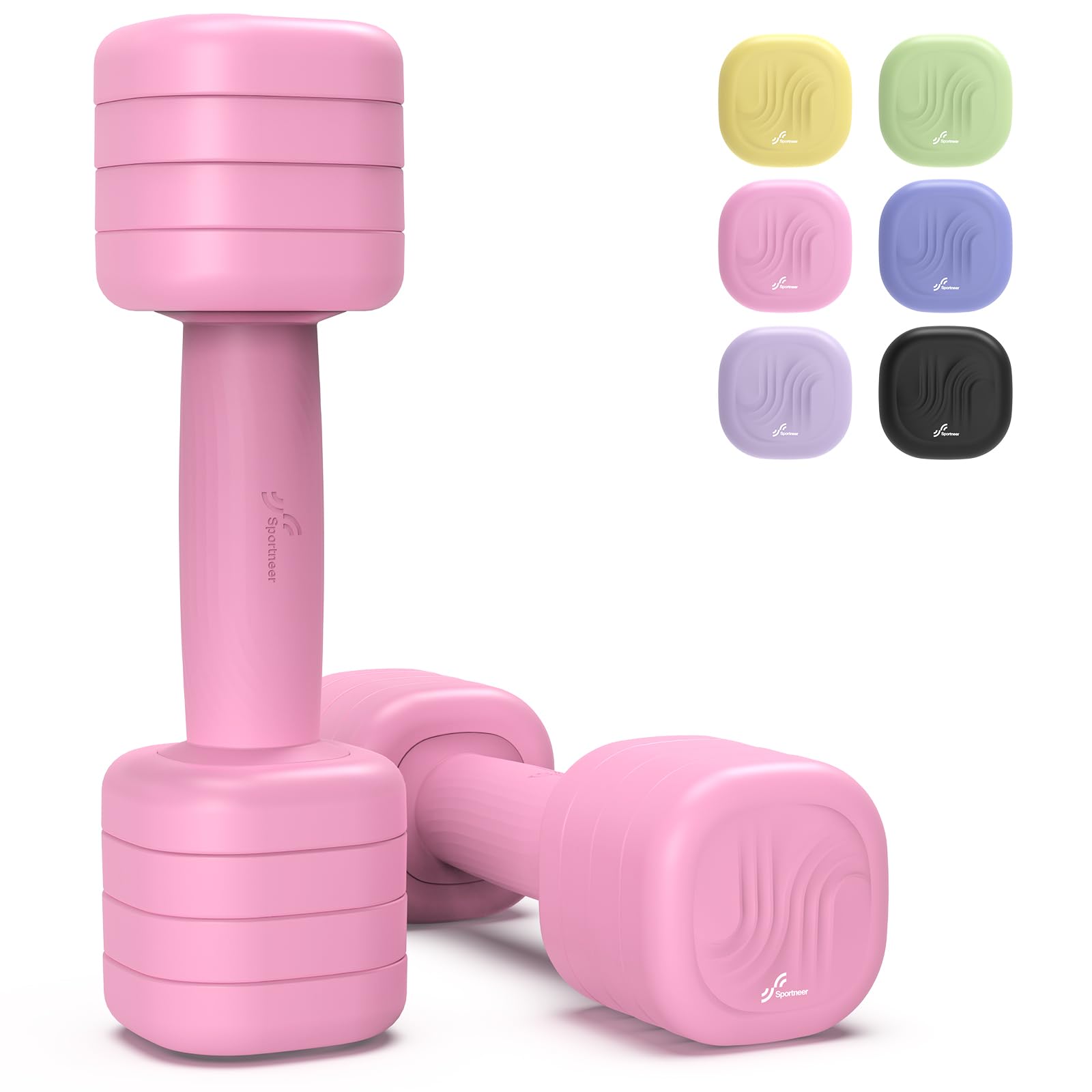 Sportneer Verstellbare Hanteln Frauen Set – Kurzhanteln 2er Set (je 1–2,5 kg Gewichte) mit rutschfestem TPU-Griff, 4-in-1 Hanteln Set für Fitnessgeräte für Zuhause, Home Gym & Krafttraining