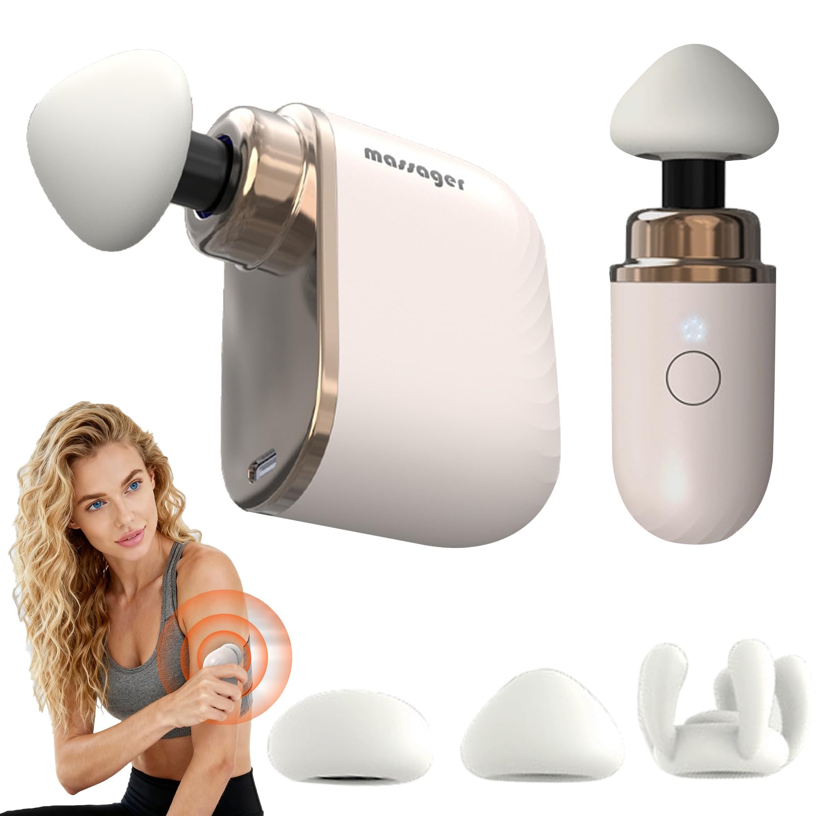 Pocket Massage Gun, Mini Massagepistole, Tiefenmassagegerät mit 3 Massageaufsätzen und 4 Geschwindigkeiten, Klein & Leise Muskel Percussion Massagegerät, Handmassagegerät für Rücken Nacken Beine