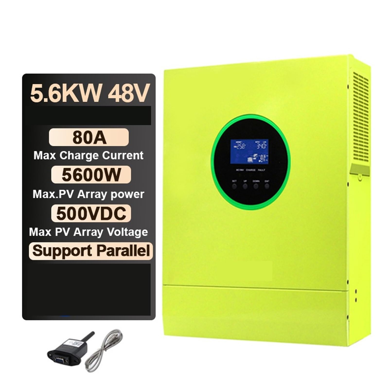 3600W Inwerter Solarny Hybrydowy MPPT 500VDC 80A Maksymalny Prąd Ładowania 3.6KW 24V 6000VA Czysta Fala Sinusoidalna Off-grid Z WIFI OszczęDność KosztóW(ISolar SMX II 5.6KP WIFI)