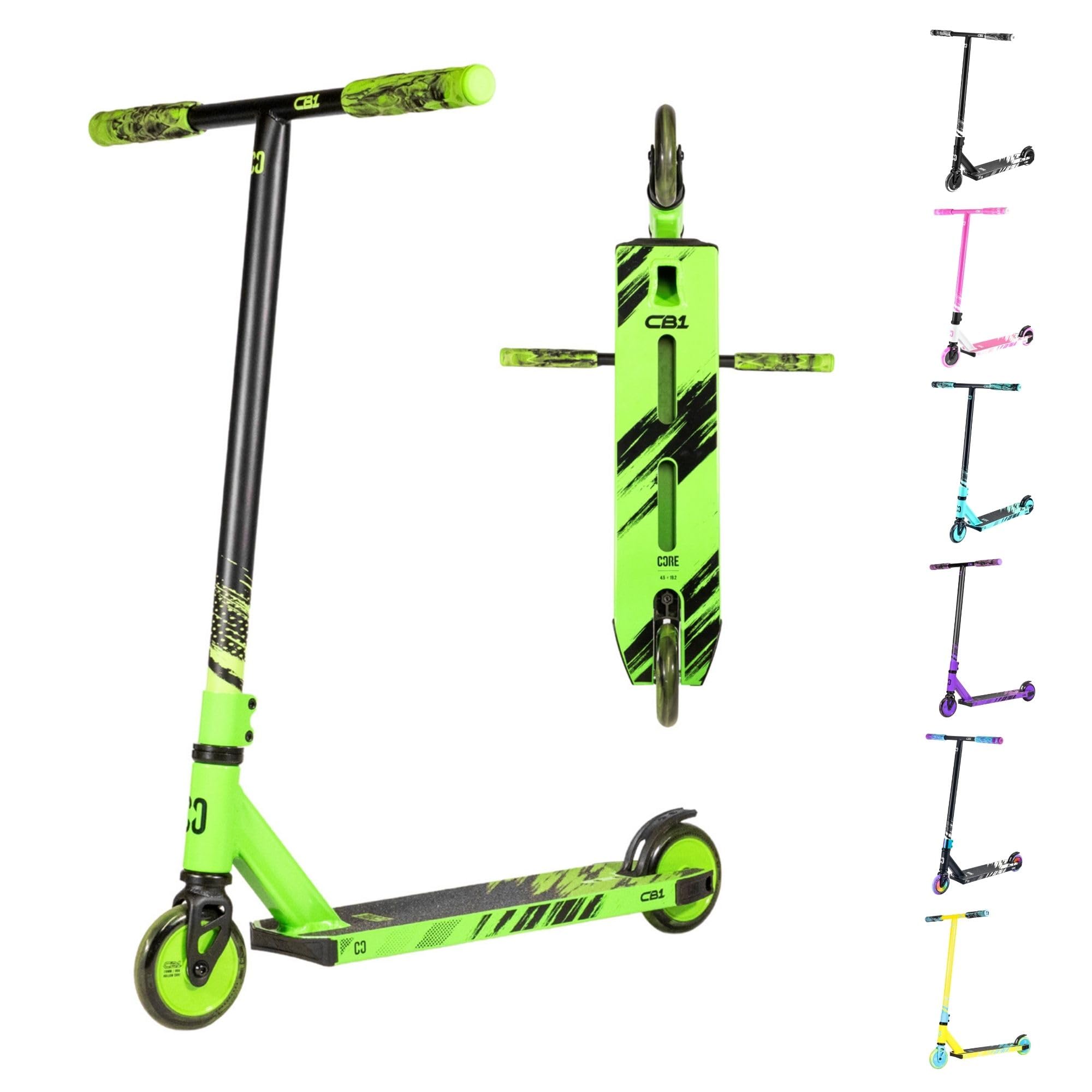 CORE CB1 Beginner Stunt Scooter - Kids Stunt Scooters 6 Years and Up, Beginner Kick Scooter for Tricks Freestyle with 110mm Wheels - Pro Scooters For Teenagers & Kids - Green/Black