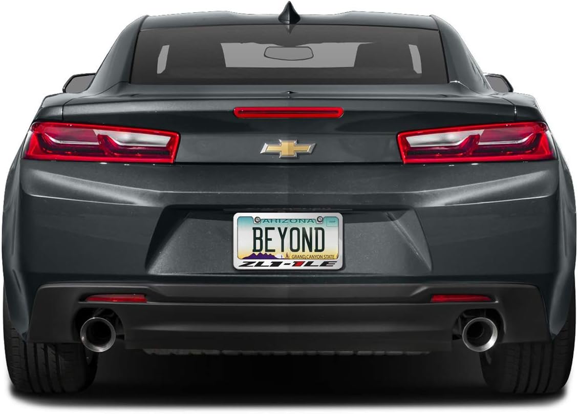 iPick Image for Chevrolet Camaro ZL1-1LE Logo in 3D on Mirror Chrome Metal License Plate Frame - Official Licensed