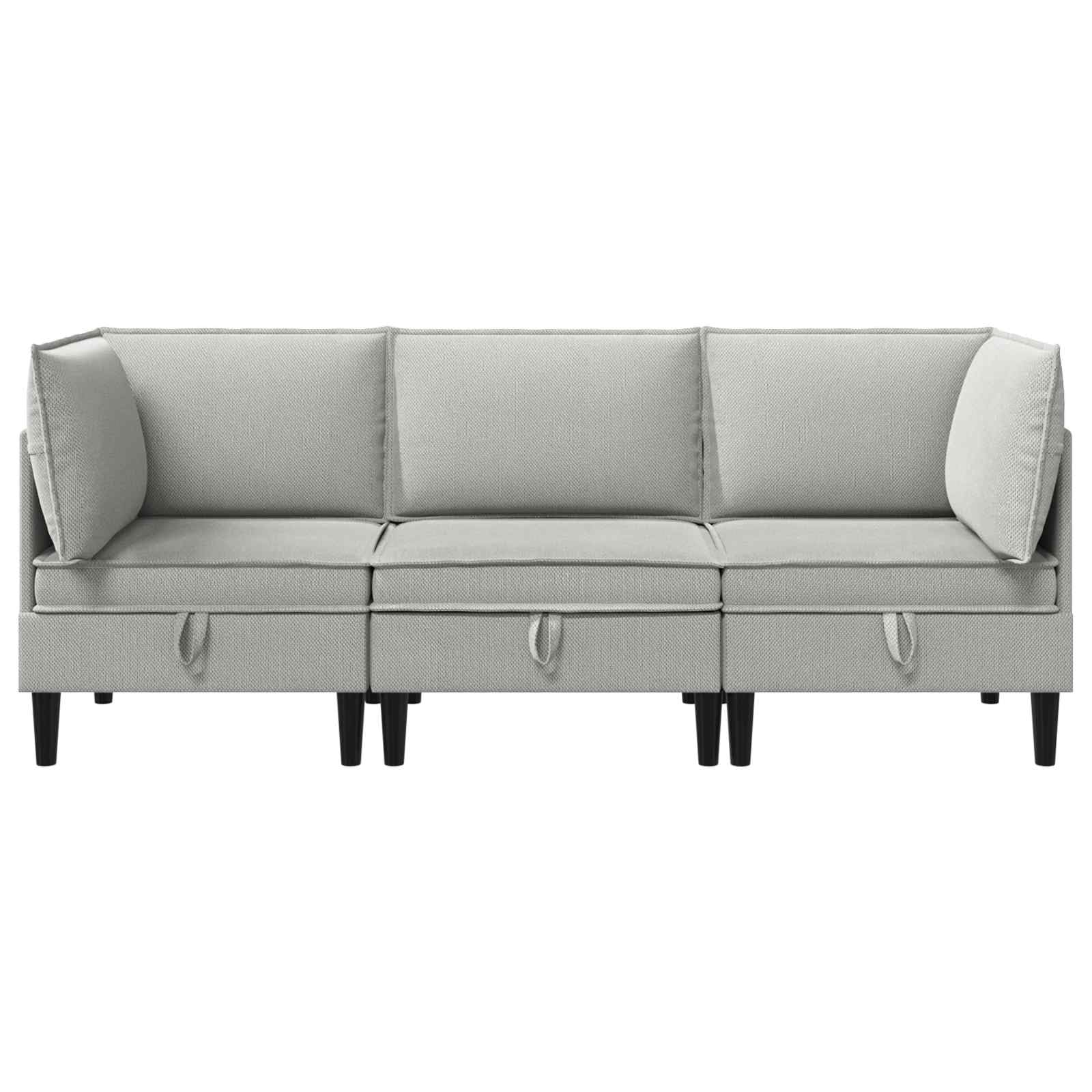 Sofa Wohnzimmer, Wohnzimmer Couch, Wohnzimmer Sofa, Wohnzimmergarnitur 3 STK. Hellgrau Stoff