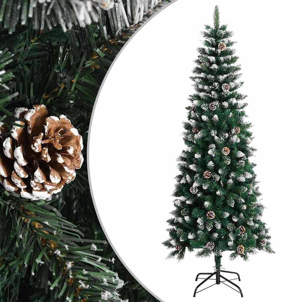 Albero di Natale artificiale in PVC, verde, 210 cm, con supporto in acciaio