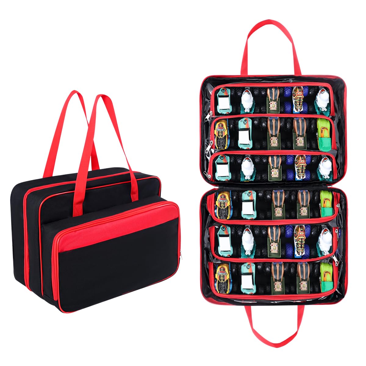 ZUIKAKU Carrying Case for 40 Monster Jam Trucks, Kids Toy Truck Storage Compatible with 40 Monster Jam Trucks, Holding for 1:64 Scale Monster Jam