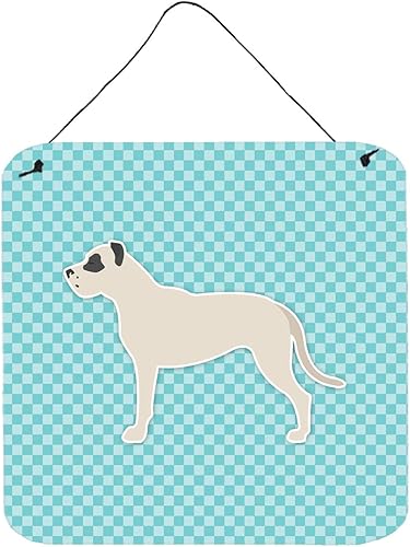 Caroline's Treasures BB3767DS66 Dogo Argentino tablero de ajedrez azul pared o puerta colgante impresos, letrero de metal de aluminio barra de pared
