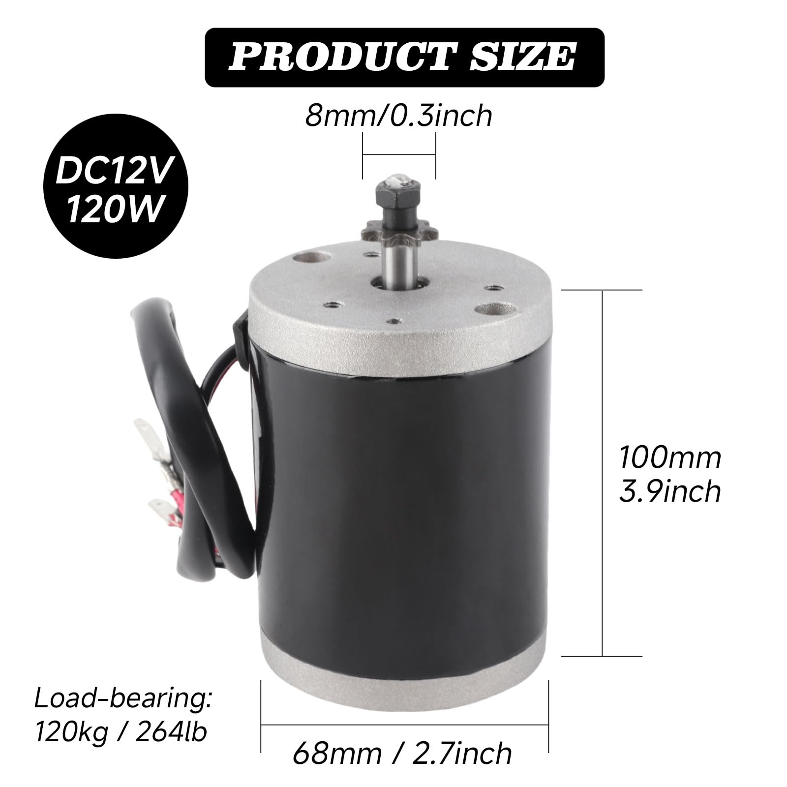 Gebürsteter Motor, MY6812 12V 120W Hochgeschwindigkeits-Elektroroller-Motor mit 9 Zähnen, Bürstenmotor DC für Elektro-Klapproller, Mini-Dirt-Bike-Ersatzteil