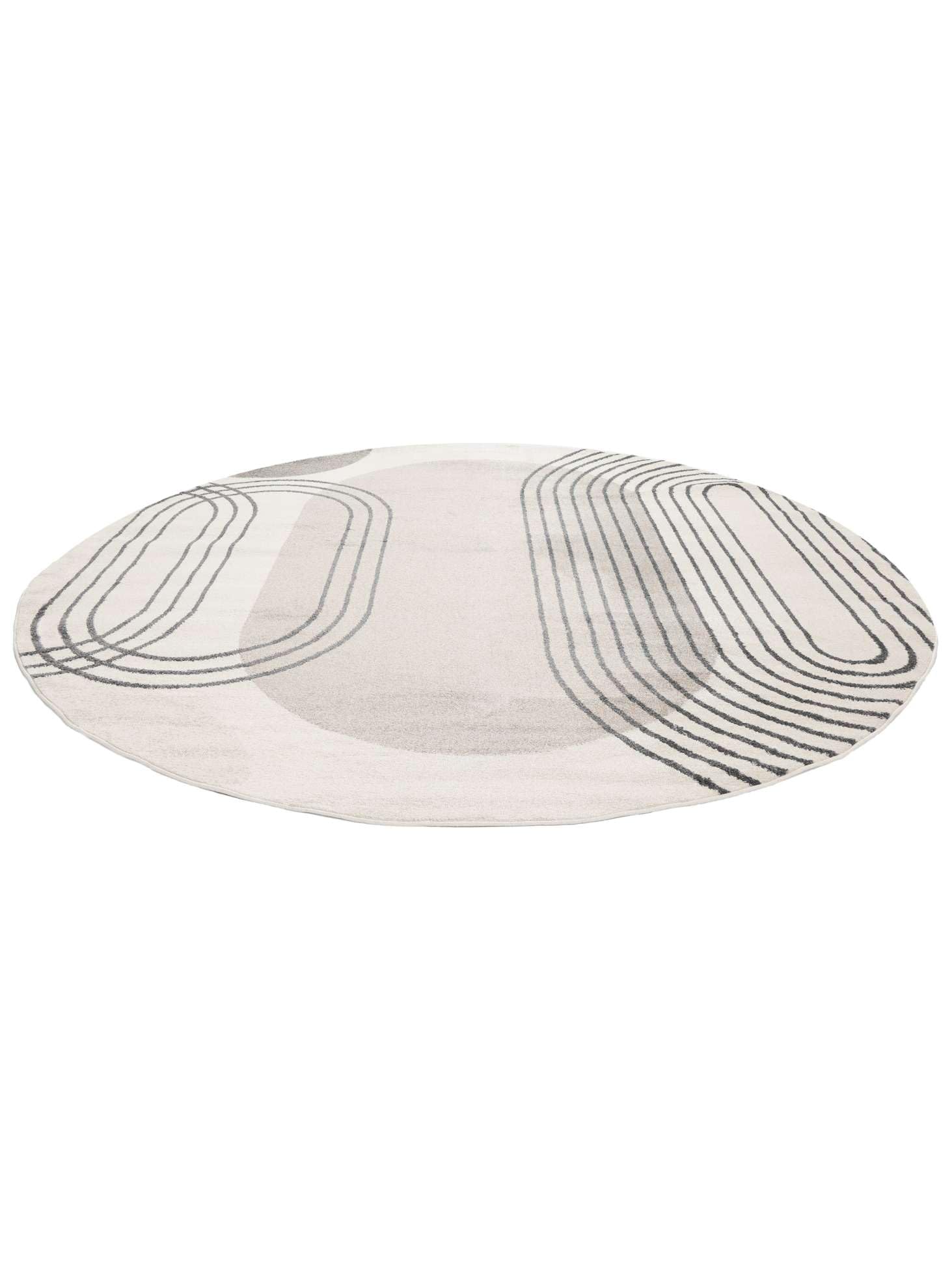 RugVista Amphi Teppich, Ø 240 cm, Grau/Taupe | Moderne, Rund, Niedriger Stapel, Nur chemische Reinigung, Oeko-Tex 100