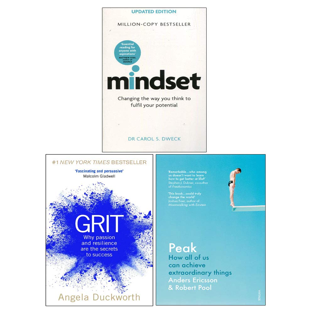 Mindset - Updated Edition, Grit, Peak 3 Books Collection Set