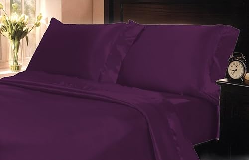 Miniatura 2 de Mk Collection - Juego de 4 sábanas de satén en color sólido, suave y sedoso con bolsillo profundo