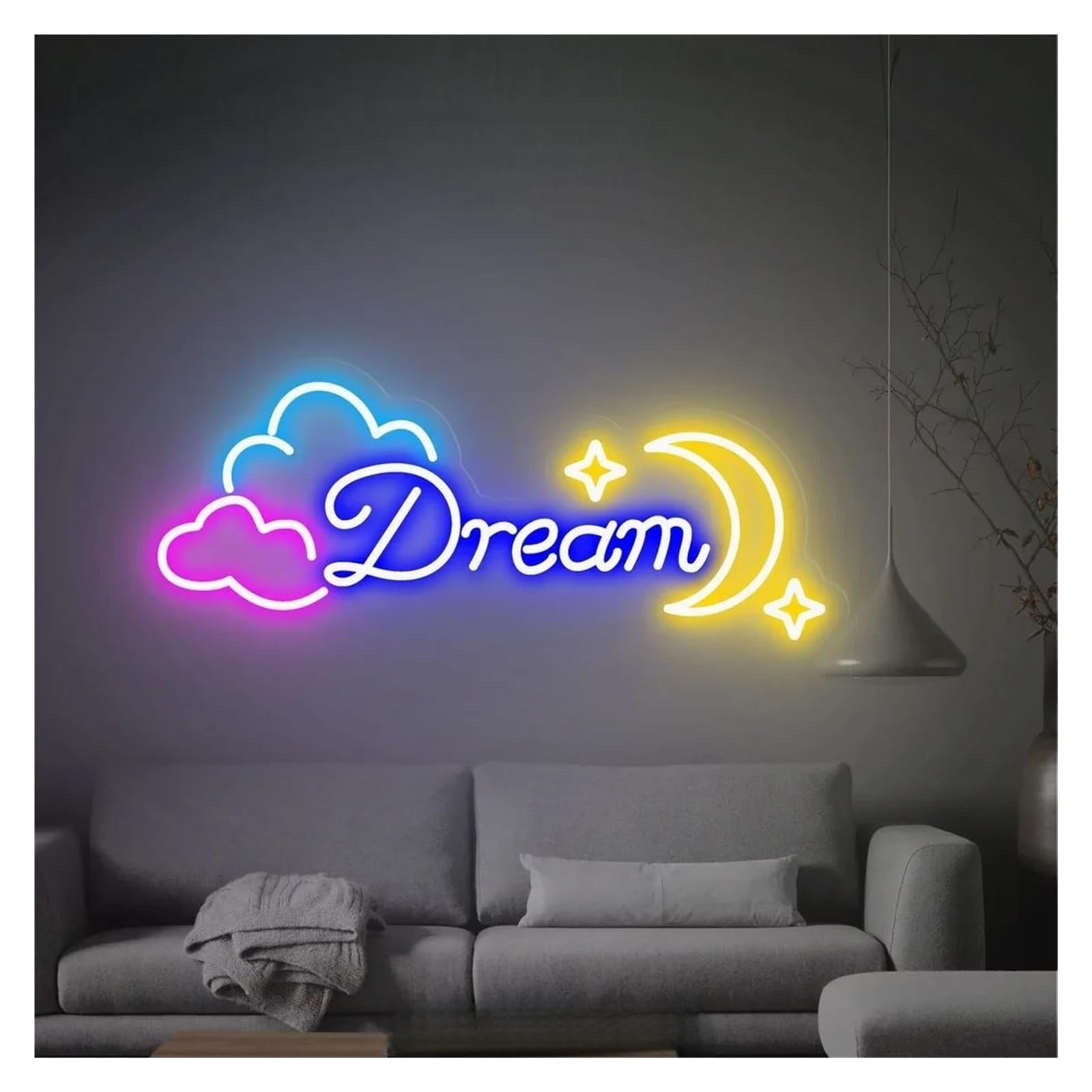 Lemst C Signs Lamp Dream Neon Signs Usb Powered Adjustable Brightness Dream Letter Neon Lights Suitable For Lub Decor 48Cmx25cm(C)