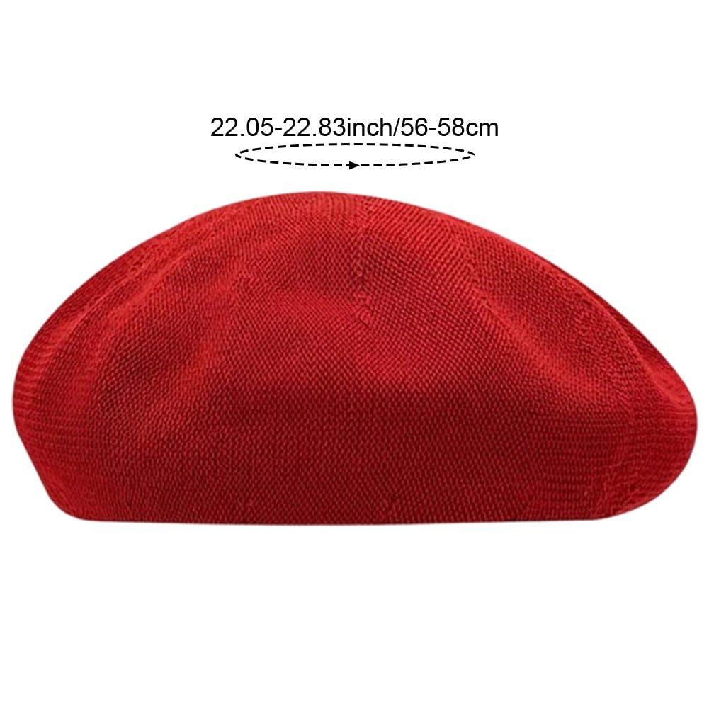 Béret Français Respirant pour Femme, Chapeau D'été Fin Léger De Peintre, Béret Vintage Uni, Casquette Littéraire pour Les Jours