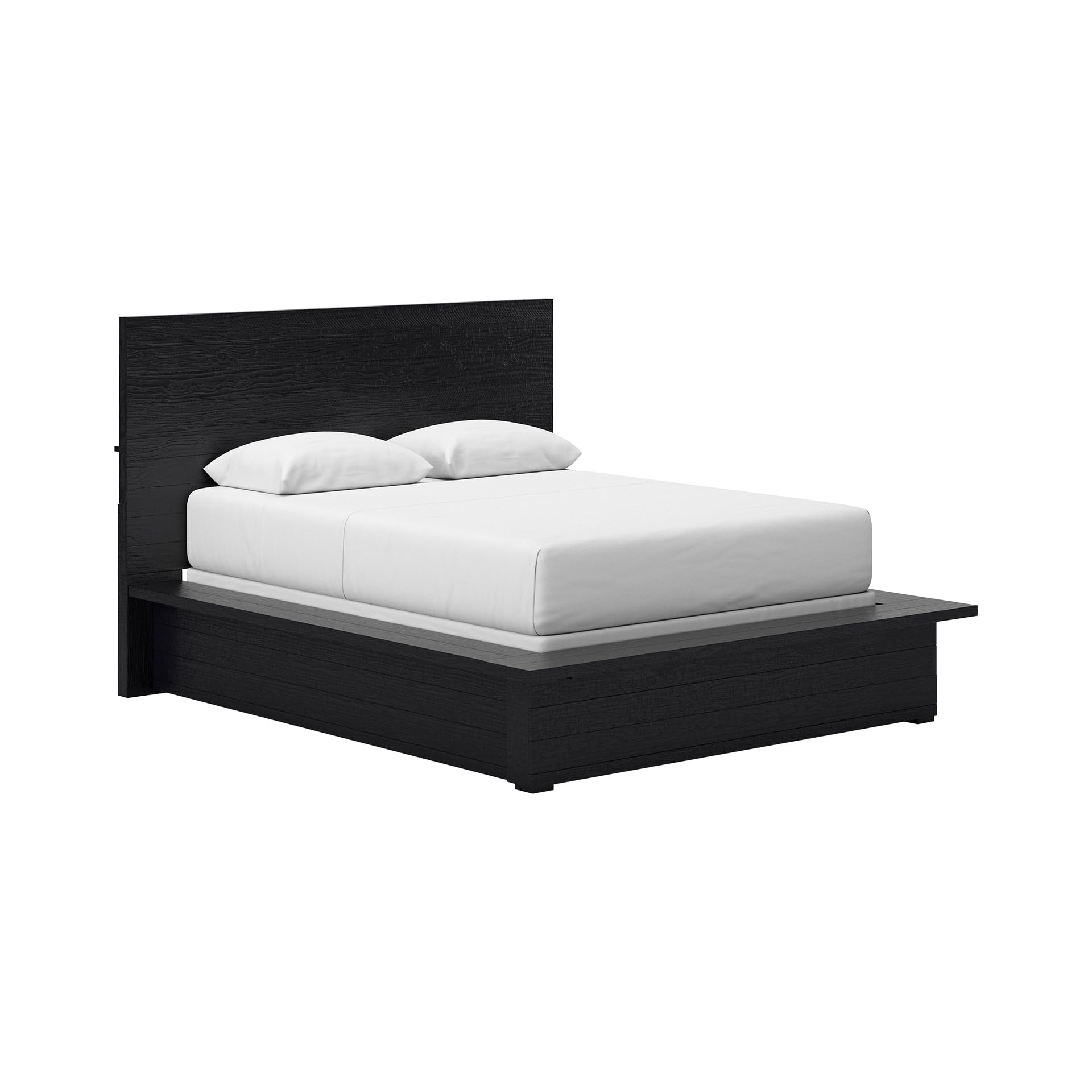 Signature Design by Ashley Londer Modern Queen Panel Bed with Wide Rails, Foundation or Box Spring Needed, Black