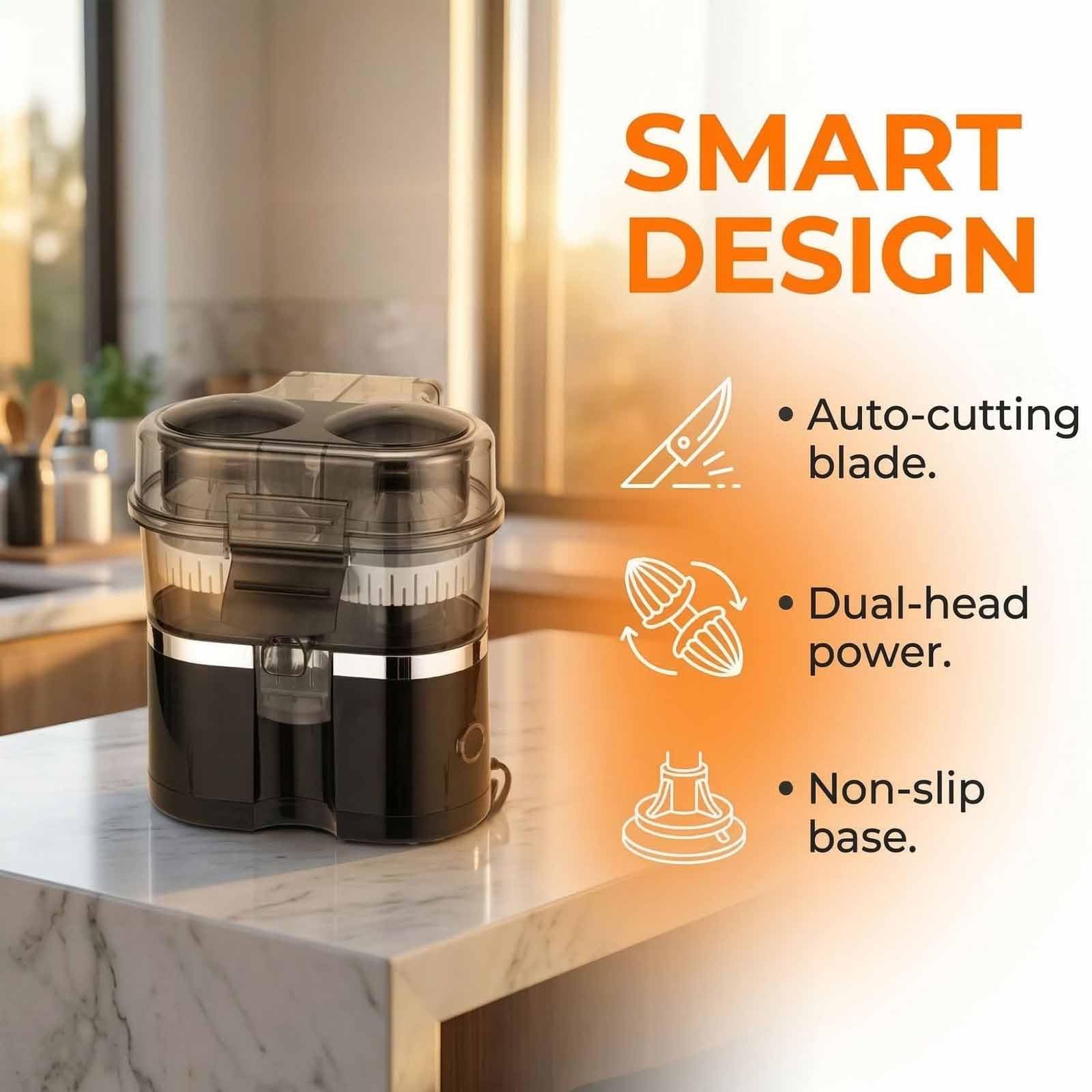 Exprimidor eléctrico de cítricos con cabezales de exprimido duales, exprimidor automático de naranja y limón, alto rendimiento, fácil de limpiar, operación con un solo toque para uso doméstico