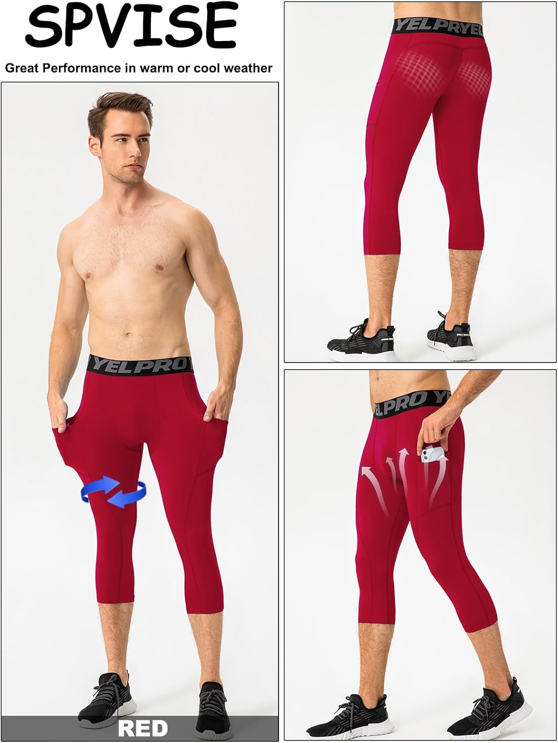 SPVISE 1 or 3 Pack 3/4 Compression Pants Men Athletic Gym Capri Leggings Running Tights Dry Fit Basketball Sports Base Layer - Image 4
