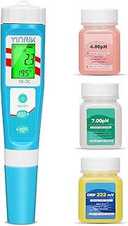 YINMIK pH et Sel Chlore Piscine Testeur,Testeur de Chlore, pH Mètre Numérique de Chlore Sel Testeur Testeur, pH Chlore TDS EC ORP Température, Chlore Sel Piscine pour, Sel Hot Tub Aquariums