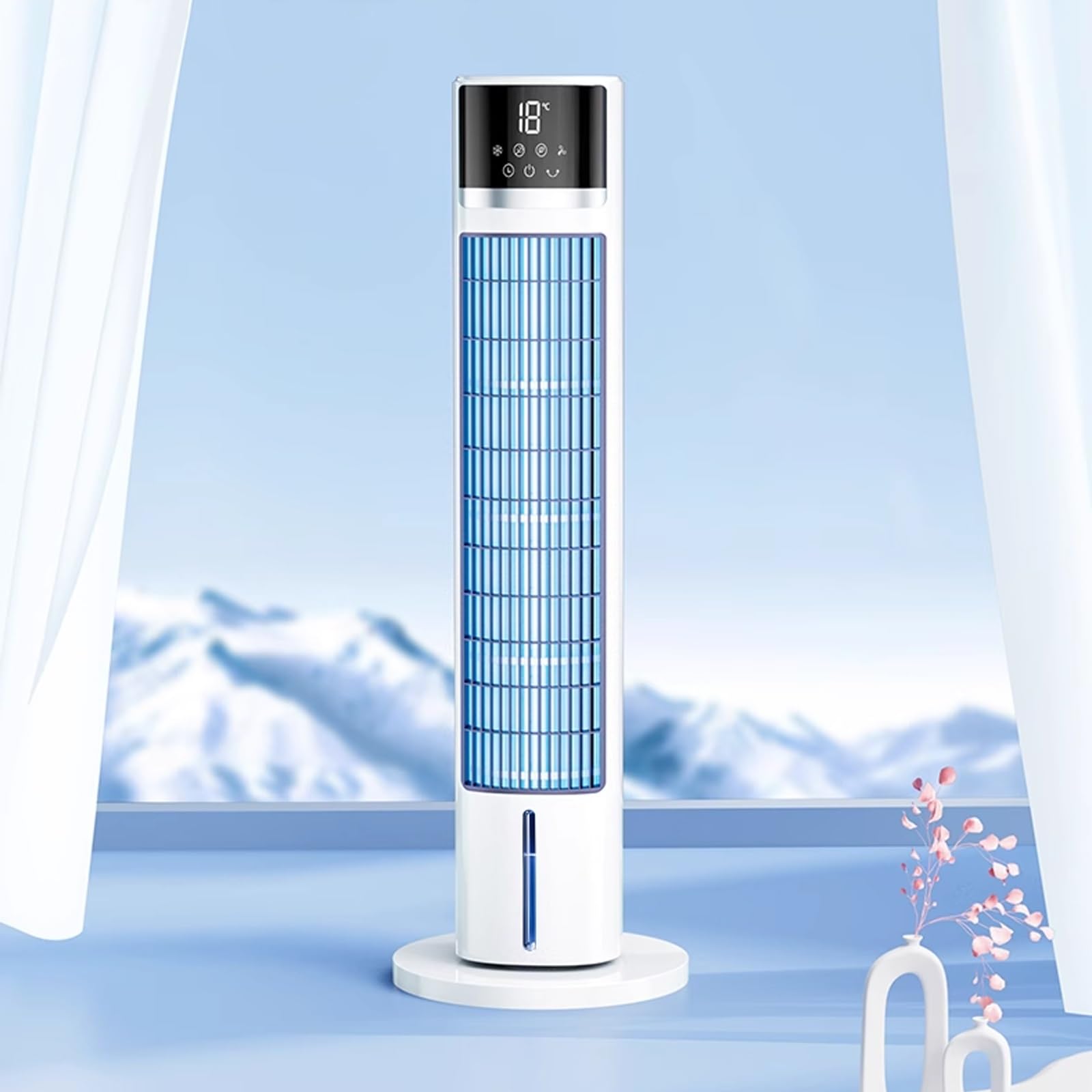 Energooszczędna przenośna chłodnica powietrza 5000 BTU z nawilżaczem do mgły lodowej, 3-biegowy pilot wentylatora Quiet Desk do sypialni Patio Compact Cooling Solution