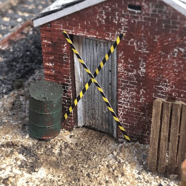 Scale Model Scenery AX171-OO Black & Yellow Self-Adhesive Warning Tape (Pack of 60) For OO Scale Model Railway Layouts & 1:76 Diecast Dioramas