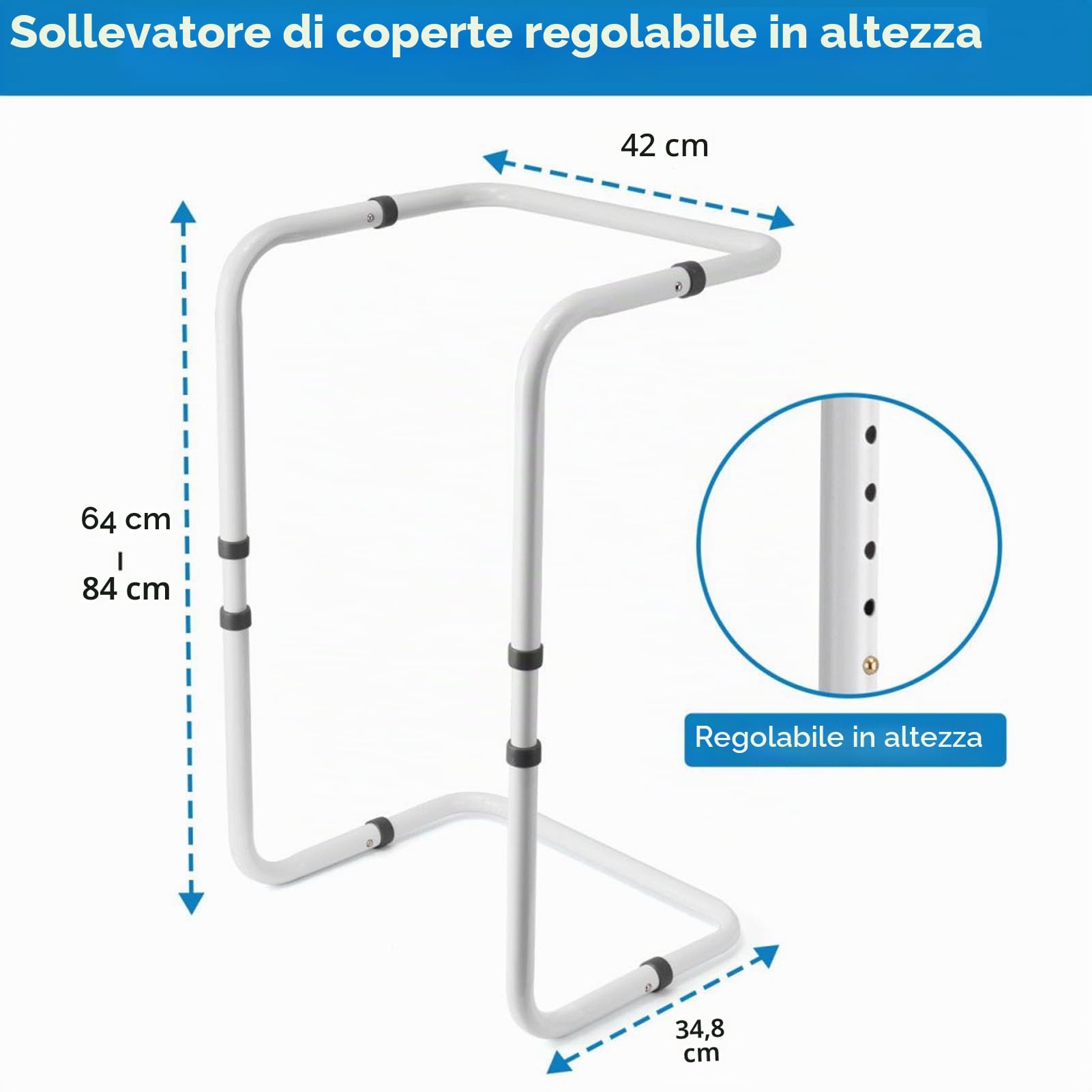 Sollevatore per Coperte Regolabile per Piedi, Telaio in Lega di Alluminio, Asta di Supporto Regolabile in Altezza per il Recupero Chirurgico