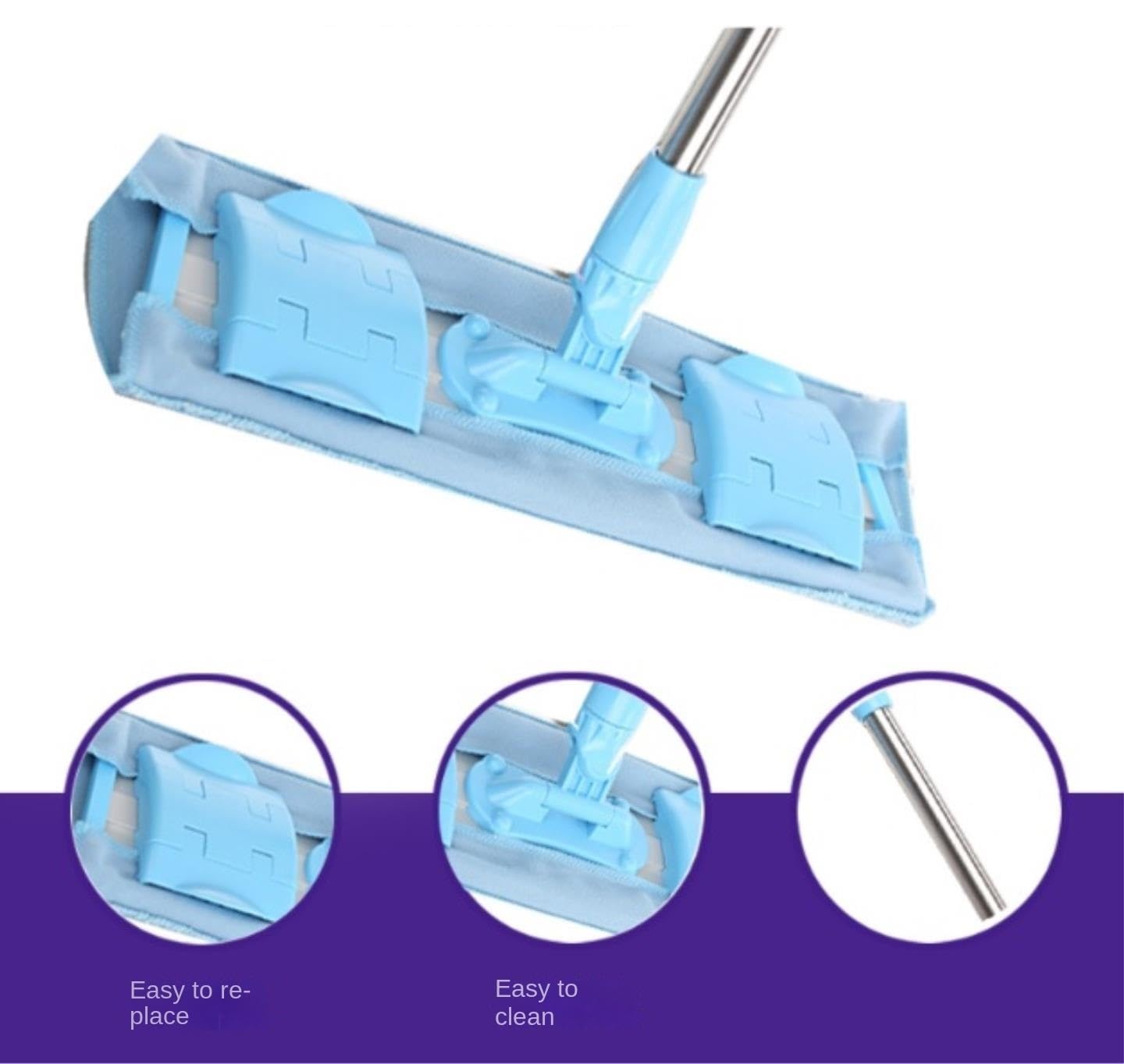 Fregona Fregona Plana para Suelos De Madera Dura con Mango Largo para Limpieza En Casa O La Oficina Belleza Práctica Limpieza Suelo(Purple)