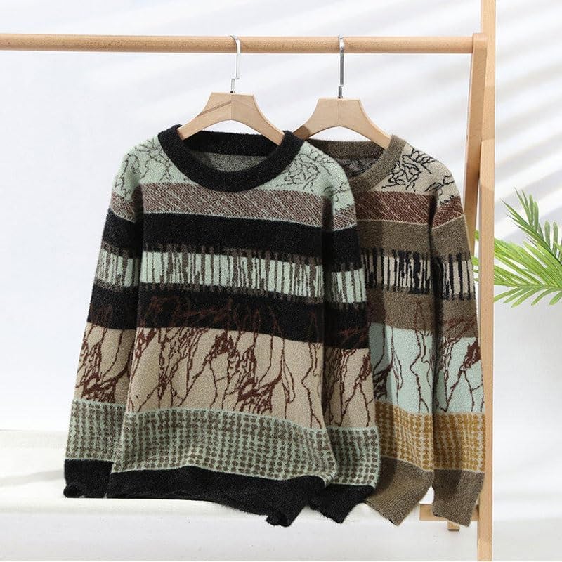 Winter Casual Round Neck Sweater Men's Base Knitted