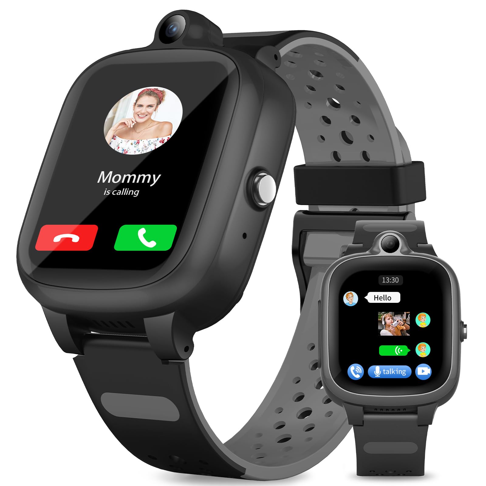 Reloj Inteligente 4G para Niños, GPS, Teléfono, WiFi y Bluetooth, Ubicación en Tiempo Real, Videollamadas y Mensajes, Podómetro, Geocerca, SOS, Reloj GPS Anti-Pérdida para Niños,Negro