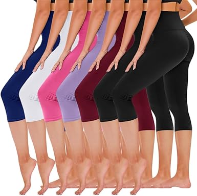 TNNZEET 7 Pack Leggings for Women - High Waisted Yoga Pants with Pockets Black Leggings Women Full Length & Capri