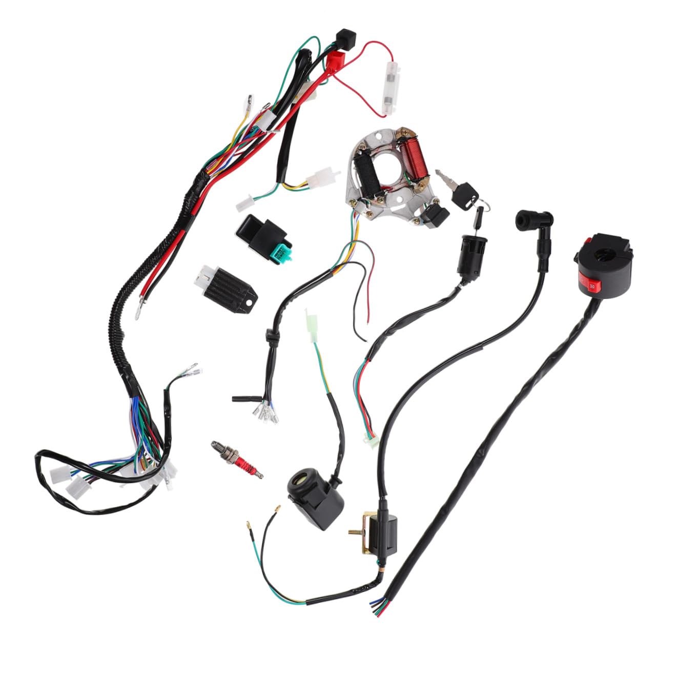 Kit de Faisceau de Câbles pour Vtt 1 Set, Abs, Alliage D'aluminium | Montage Simple, Énergie D’allumage Accrue, Conduite Plus Fluide, pour Moto et Atv, Entretien Industriel