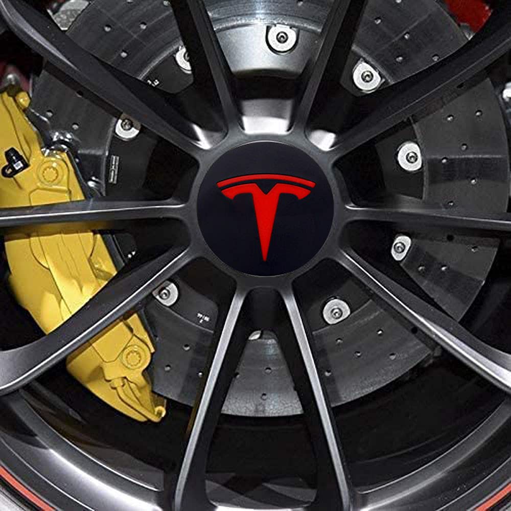 4 Adesivi Centro Ruota Tesla Argento - Diametro 56 Mm - In Alluminio Per Auto