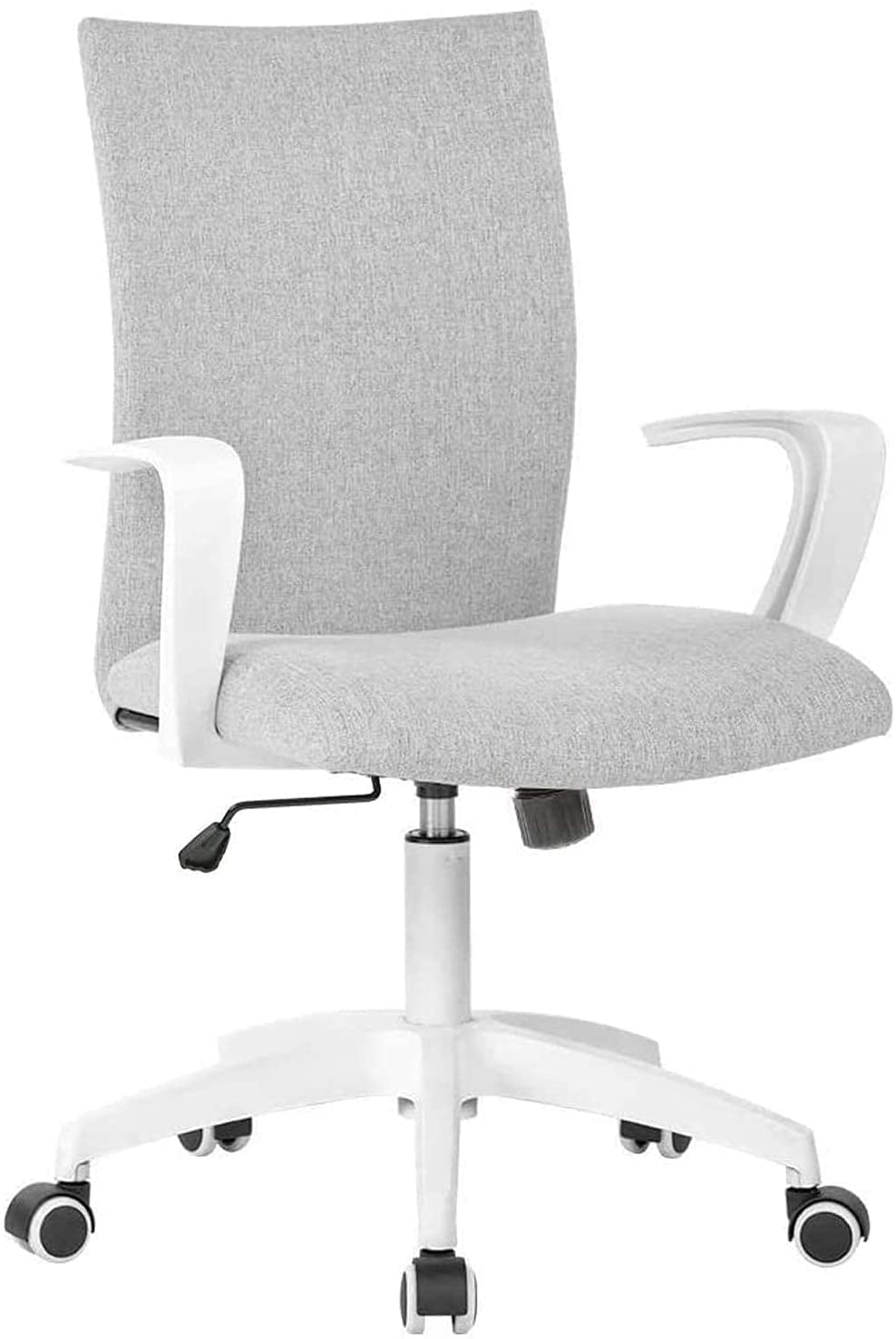 UsmAsk Silla de Oficina Silla ergonómica giratoria con Respaldo Medio Silla de Escritorio Ajustable en Altura Silla de computadora con reposabrazos (Gris y Blanco)