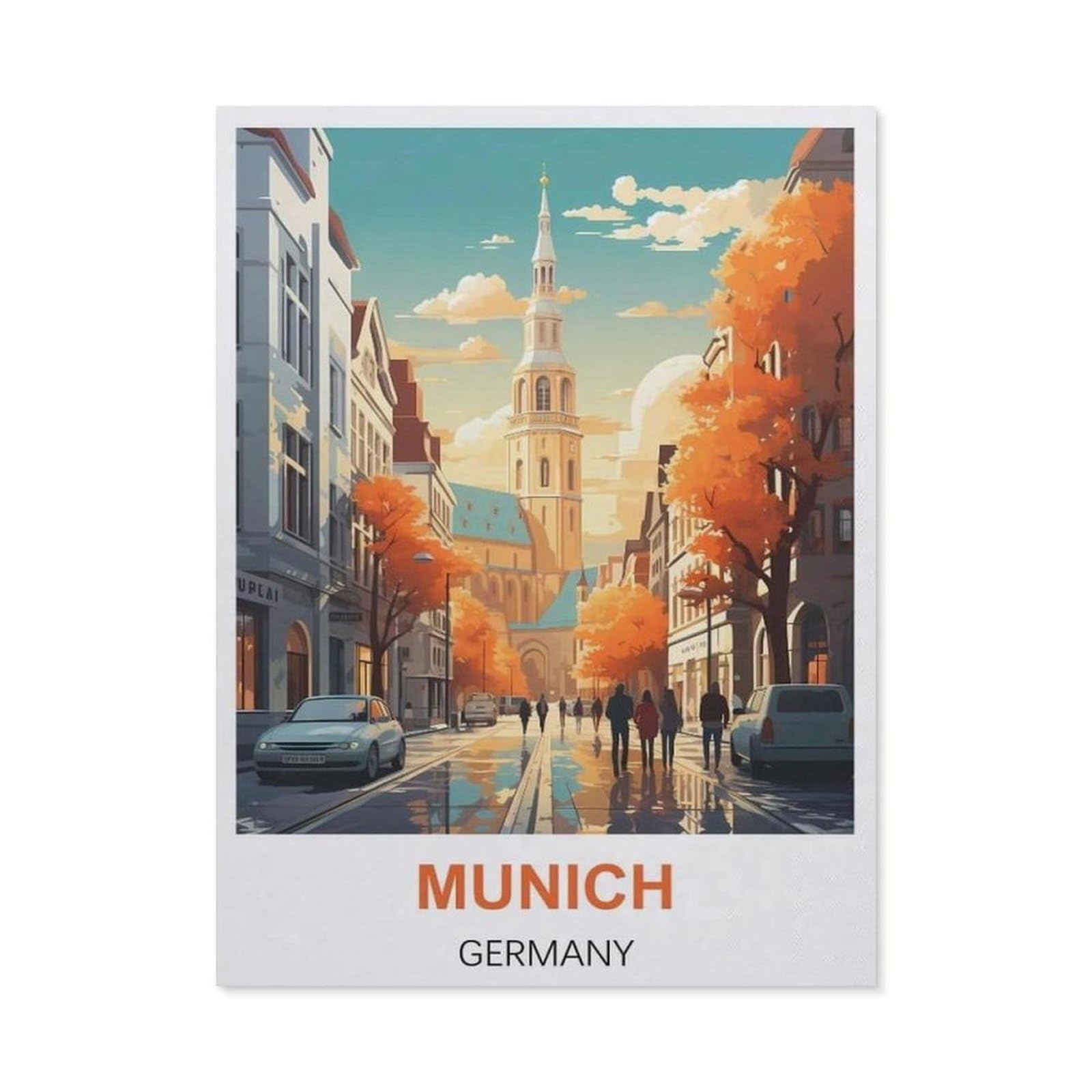 BEAYODKP Munich Germany Vintage Travel Posters，Diamond Painting Kits for Adults - 5D Diamond Painting Kit Full Drill, Diamond Art Kits for Home Wall Decor（40 x 50 cm/15.74 x 19.68 inches）-BZ100