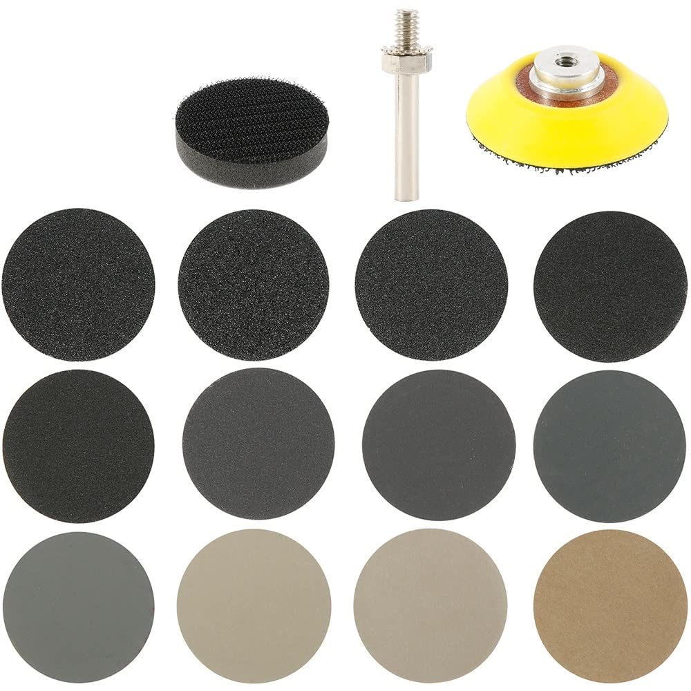 Papel de lija abrasivo ZSBLXHHJD 180 PCS 2 pulgadas Surtido de papel de lija Húmedo y seco 60-10000 Discos abrasivos con gancho y almohadillas de bucle for juegos de molienda de madera