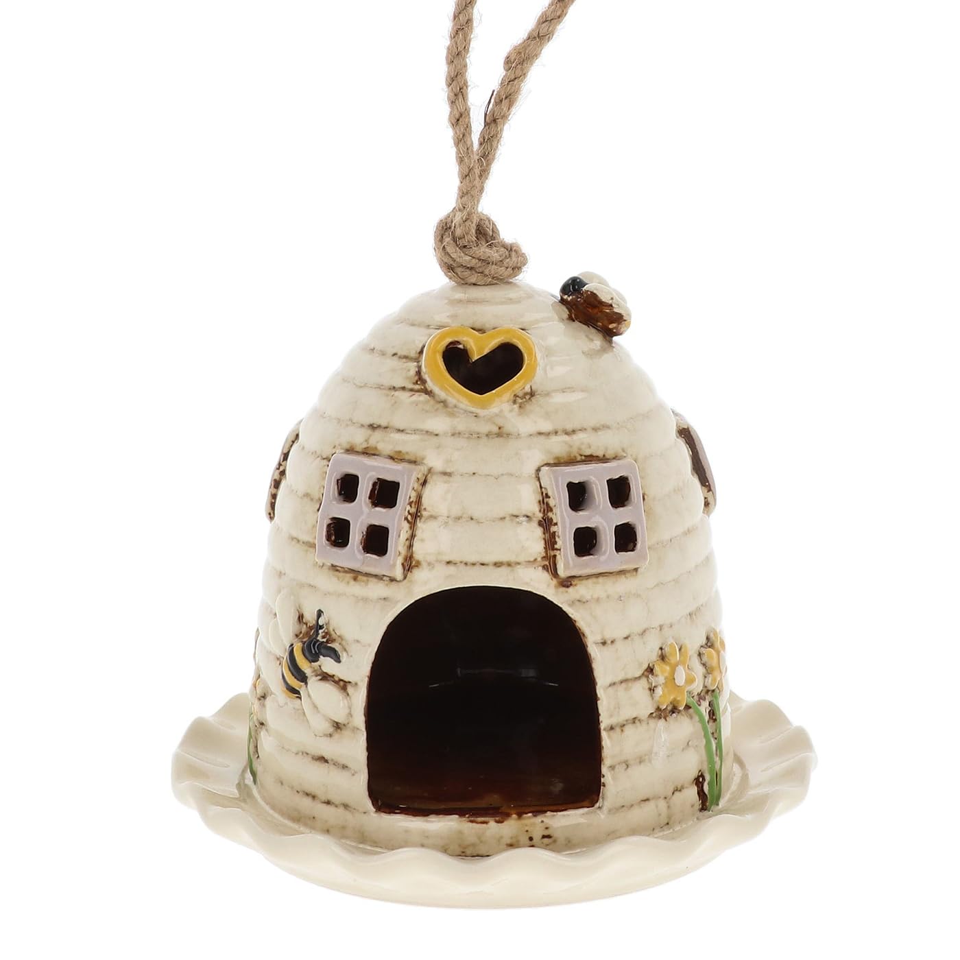 Shudehill Giftware Village Pottery Beehive Birdhouse/Feeder in Cream or Yellow (Cream Feeder)
