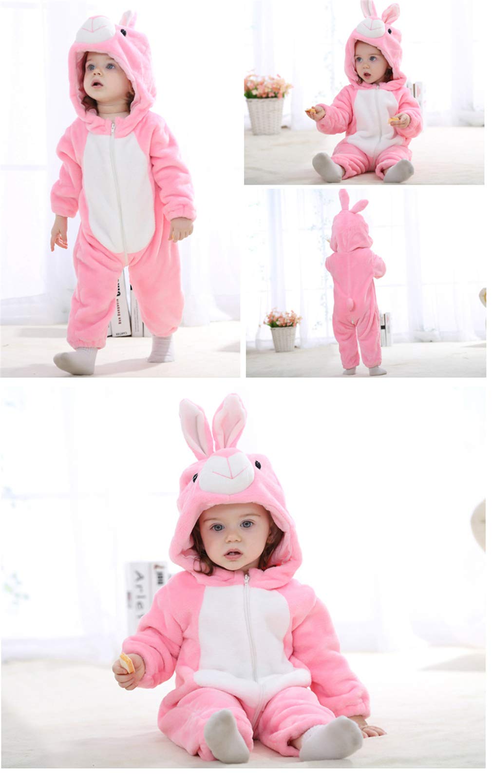 Unisex Bambino Inverno Pagliaccetto Coniglio Tigre Cucire Animale Stile Flanella Cosplay Halloween Costume Attrezzatura