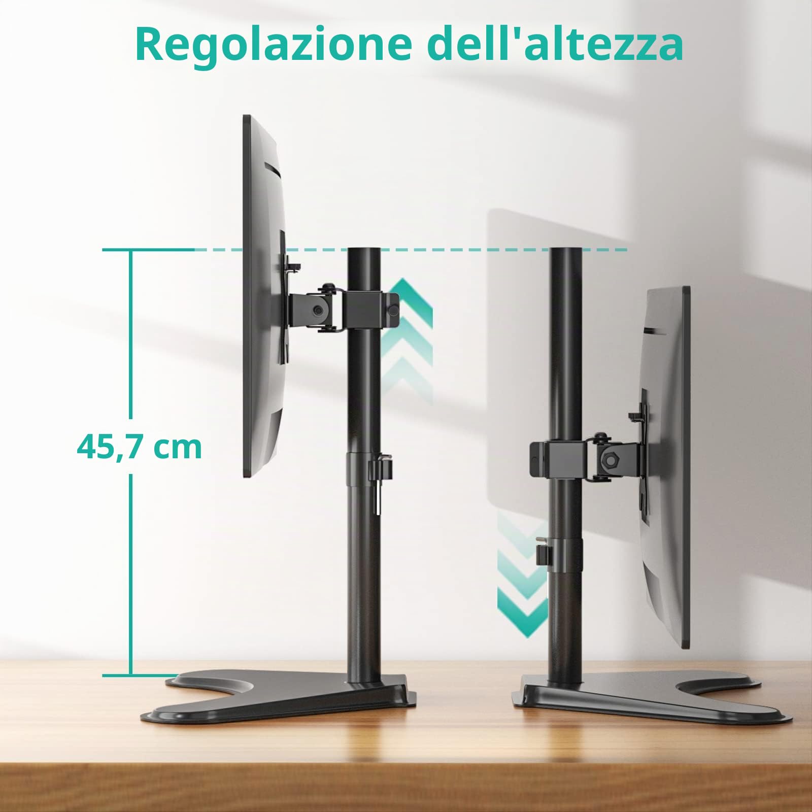 WALI Supporto per monitor a 1 monitor, regolabile in altezza, supporto per monitor con VESA da 75 a 100, completamente regolabile fino a 32 pollici (MF001), nero