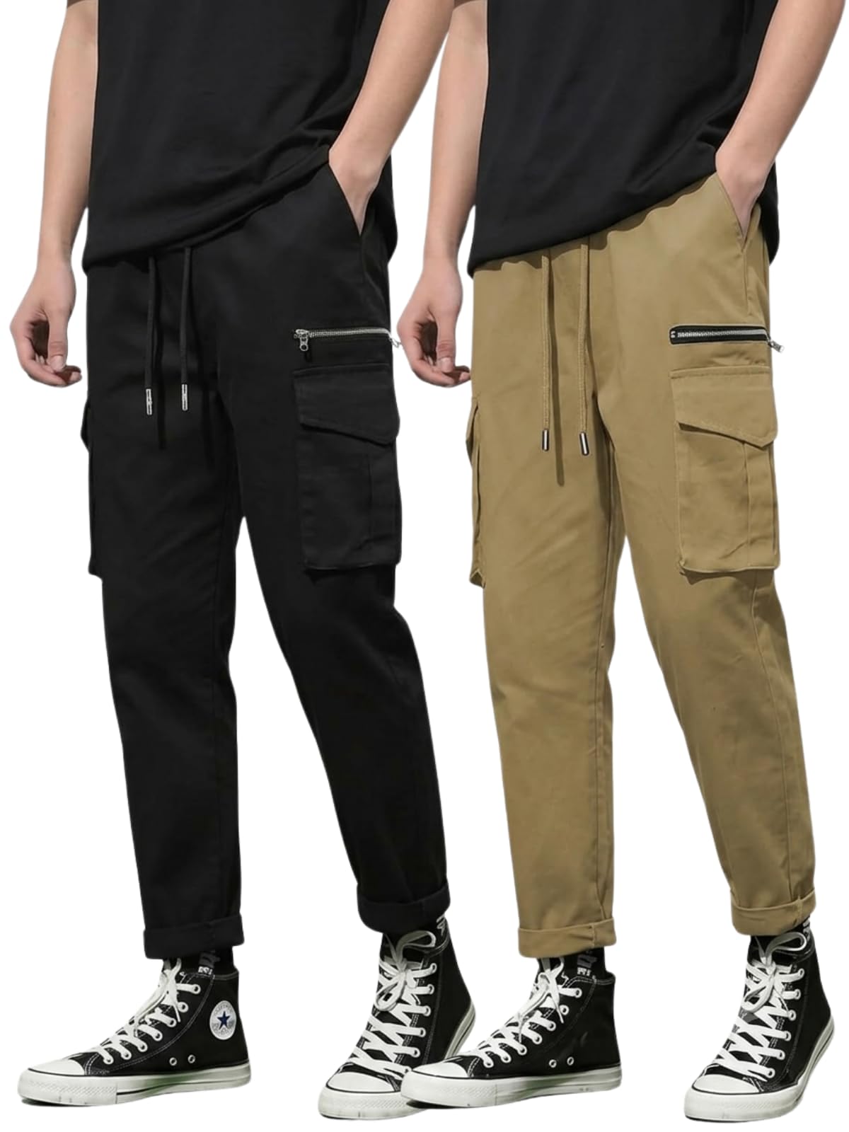 Men’s Cargo Pants | 6 Pocket Cotton Cargo Joggers for Men | Loose Fit Stylish Pant with Pockets | Casual Baggy Trousers & Streetwear Lower-image-36