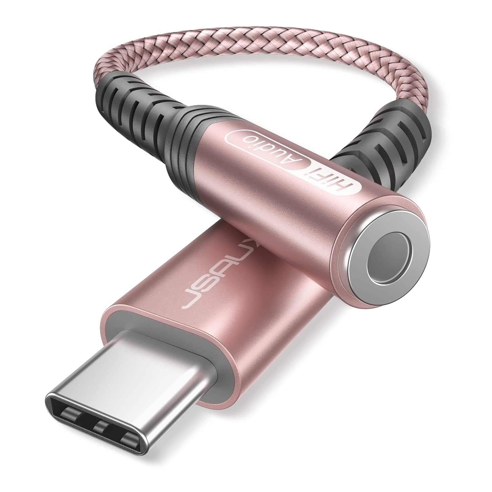USB Type C to 3.5mm Female Headphone Jack Adapter, JSAUX USB C to Aux Audio Dongle Cable Cord Compatible with Pixel 4 3 2 XL, Samsung Galaxy S21 S20 Ultra S20+ Note 20 10 S10 S9 Plus iPad Pro(Pink)