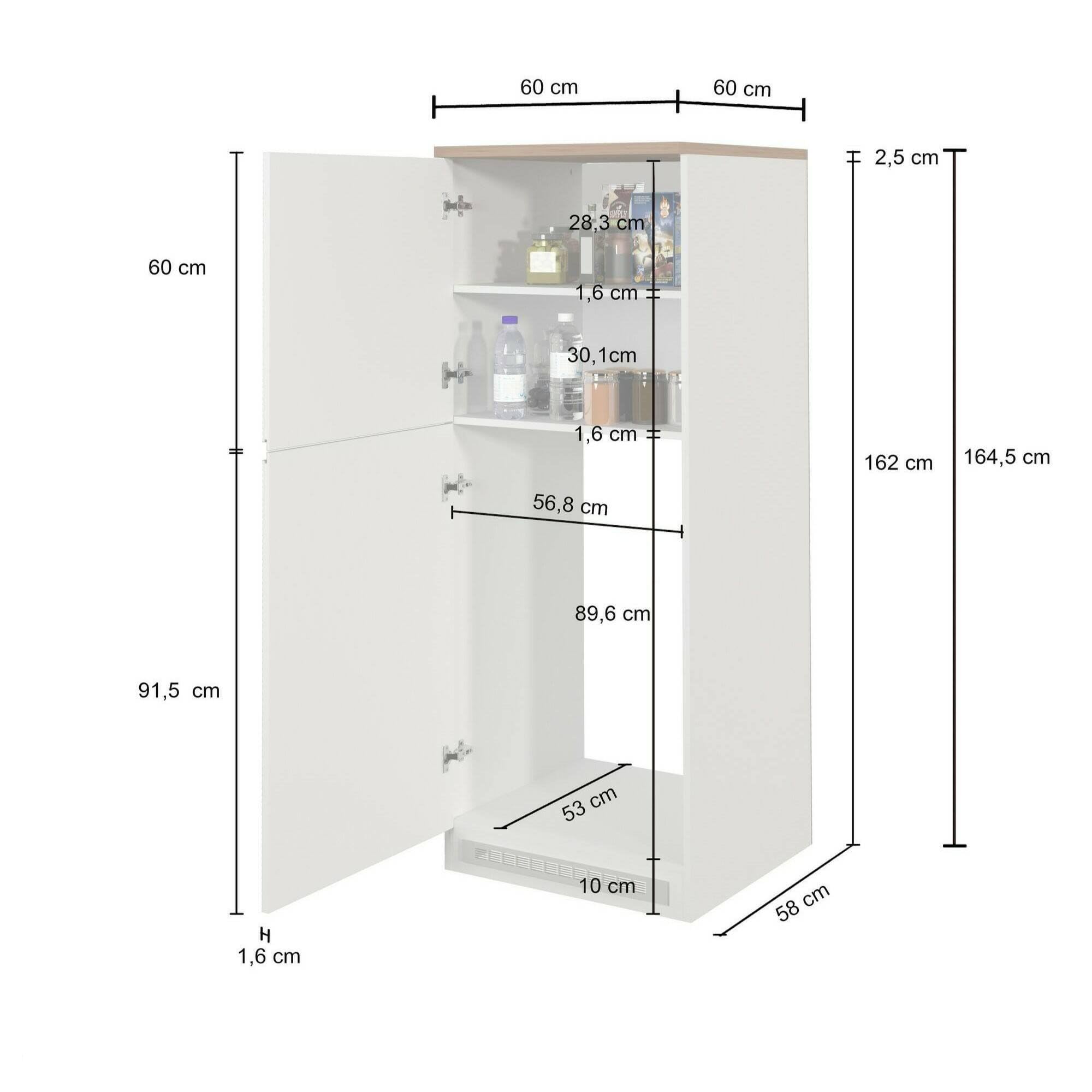Dmora Dispensa da Cucina Plinio 60x60x165h cm Nero Antracite 2 Ripiani Apertura Battente, 2 Ante Made in Italy