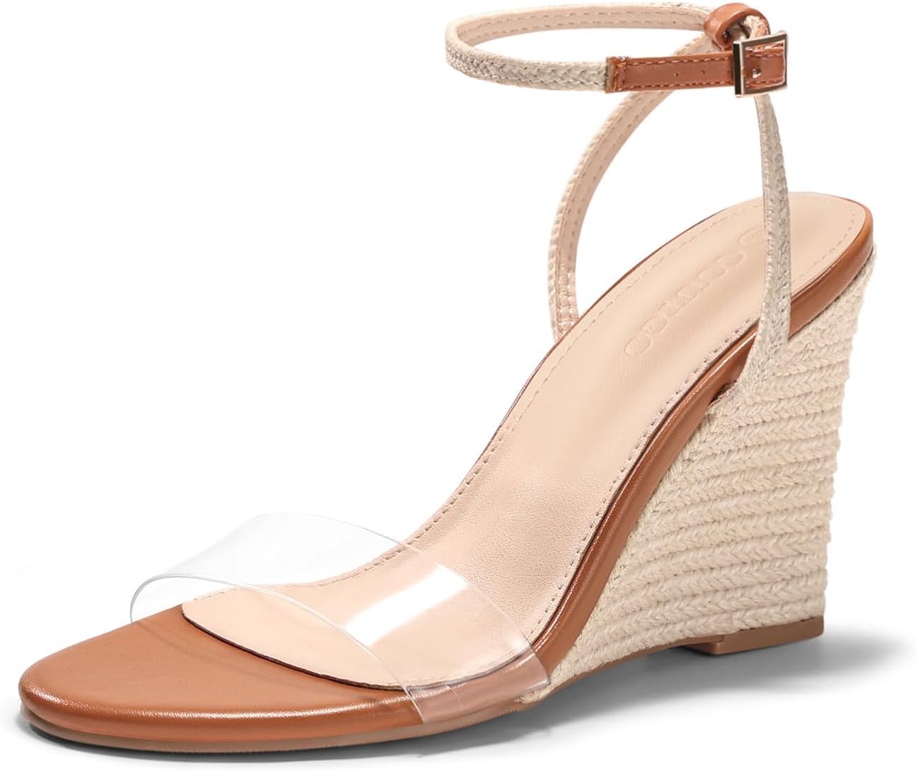 Coutgo Womens Wedges Heels Sandals Espadrilles Raffia Open Toe Ankle Strap Straw Summer Beach Shoes - Image 5