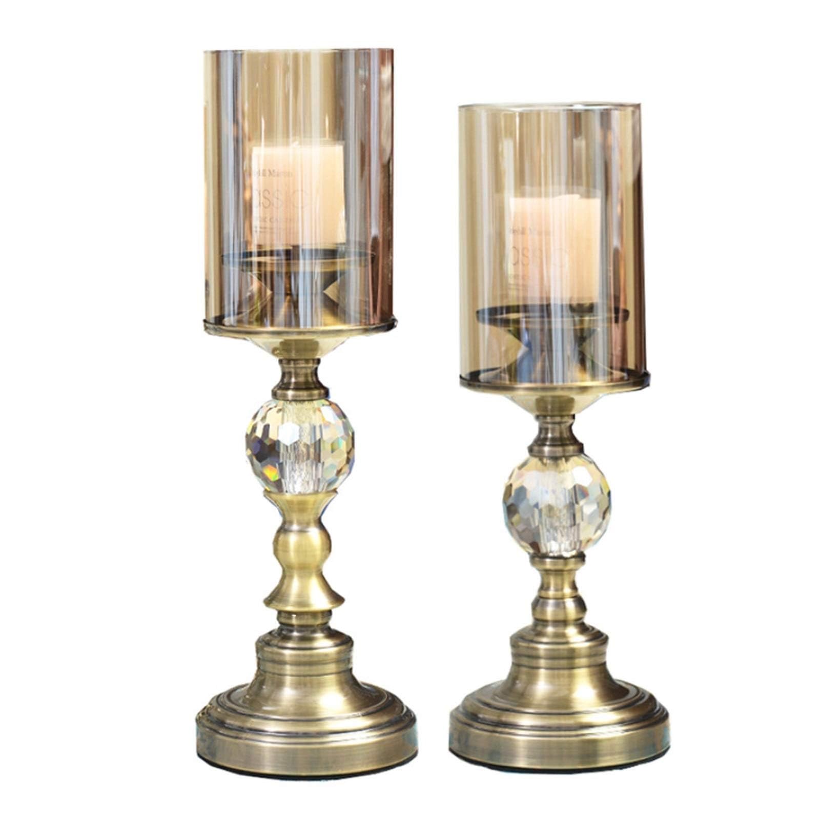 2pcs Candle Holders, Retro Copper Candle Holders Glass Tall, Candle Holders For Pillar Candles, Candle Holders For Candlestick Wedding Table Centerpieces