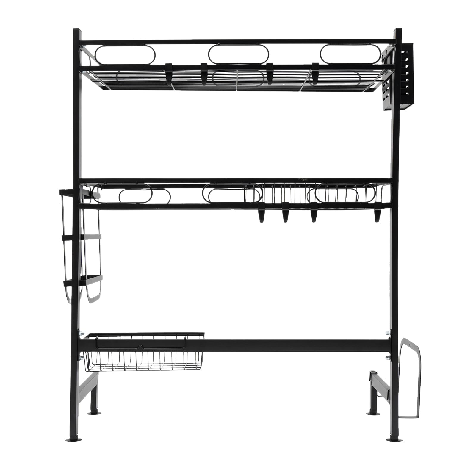 Geschirrabtropfgestell Edelstahl Double Layer Sink Storage Rack Komplettes Set Trockengestell Geschirr Abtropfständer für Küche (62cm)