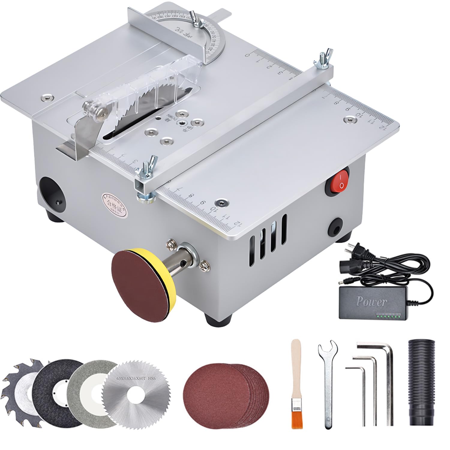 Mini scie circulaire de table, 5000 tr/min, hauteur de la lame réglable, 7 niveaux vitesse, idéal modélisme, travaux précision, mini scie électrique (60-85 mm)