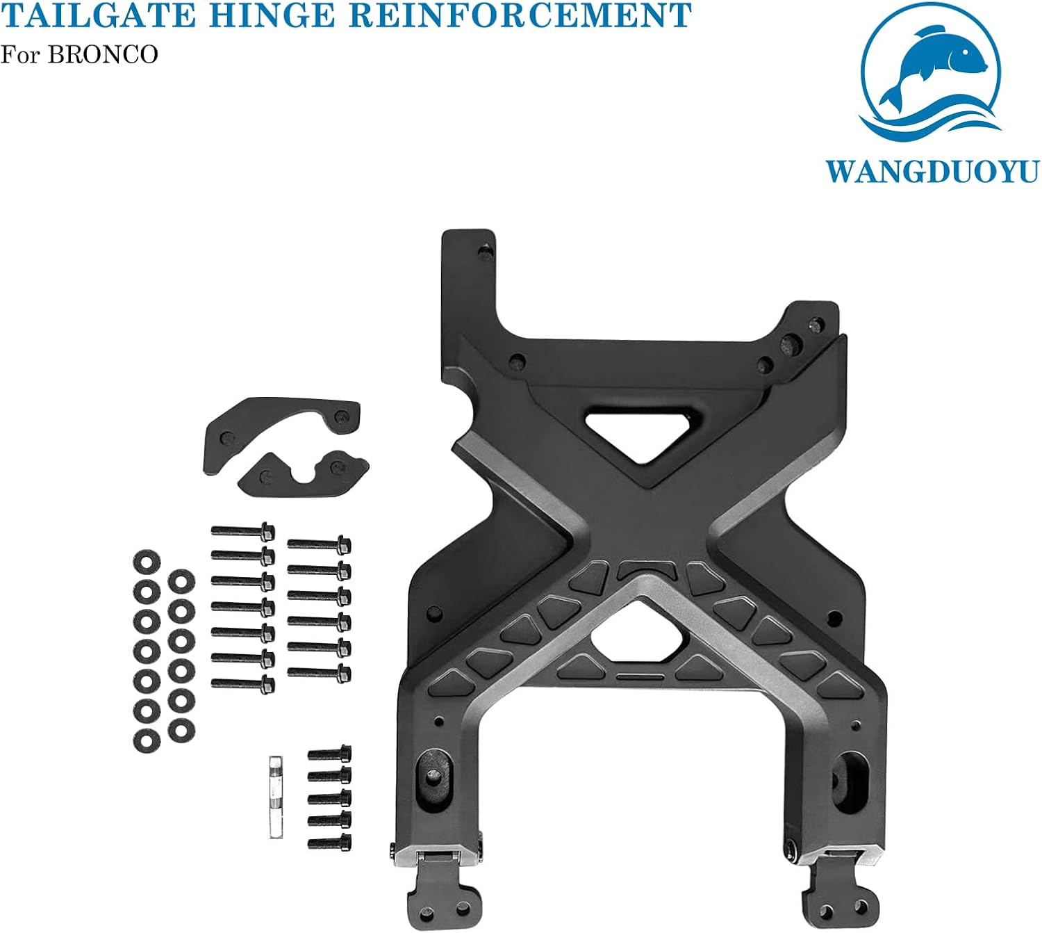 Tailgate Hinge Reinforcement Compatible with 2021-2024 Ford Bronco, 2/4 Door Black Aluminum Alloy Tailgate Cover (Not Fit Sport) (A Style)