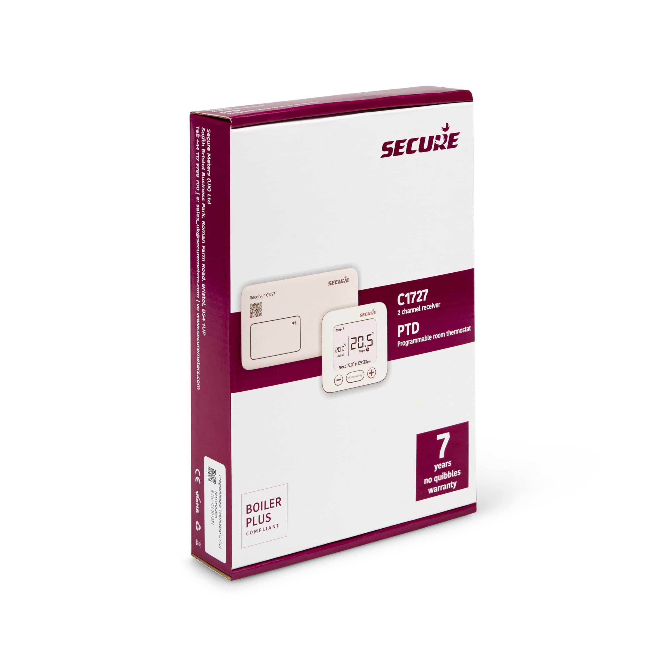 Secure C1727 2-kanałowy programowalny termostat pokojowy, bezpośredni zamiennik dla Horstmann CentaurPlus ServicePlus Thermoplus programowanie Bluetooth z inteligentną opcją dodatku WIFI, sterowany