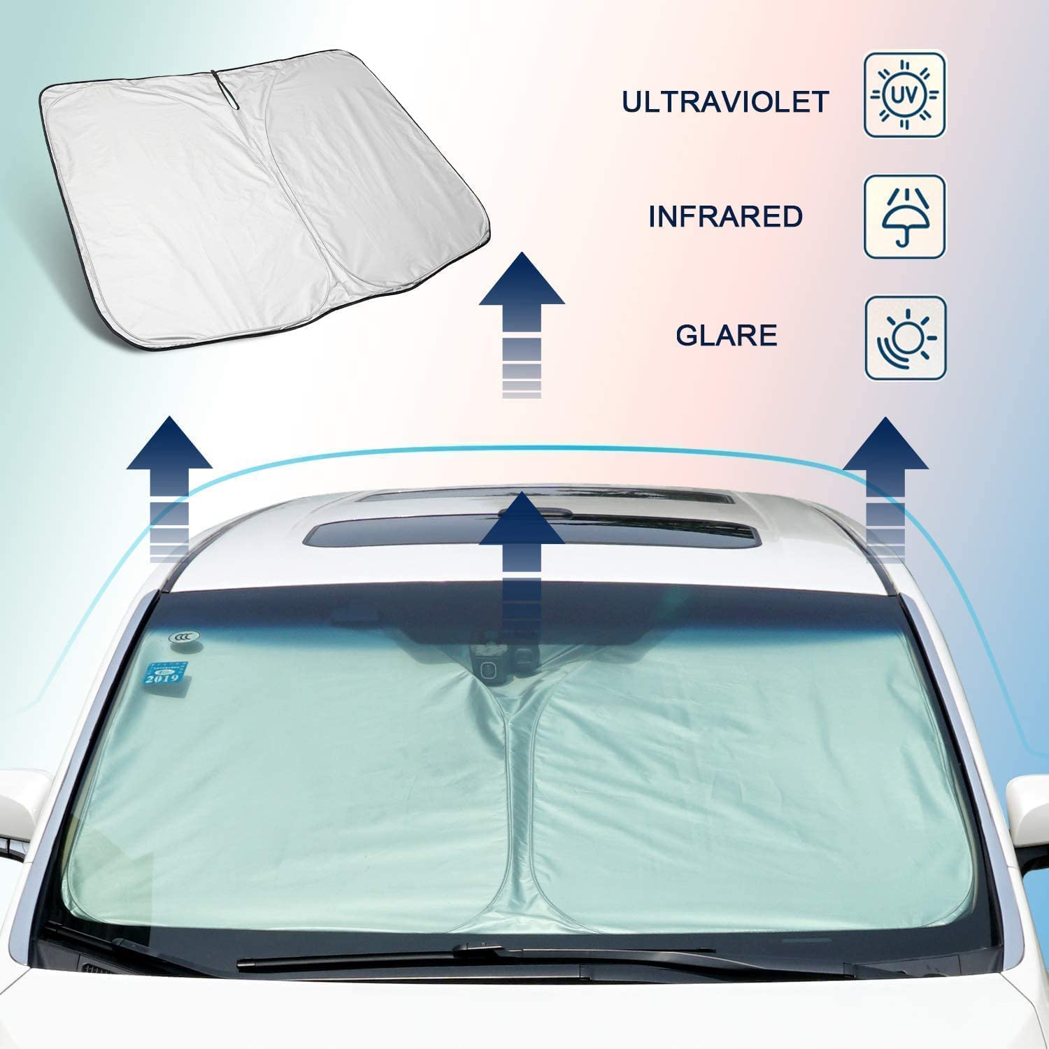 JITEM Parasole Parabrezza Auto per Skoda Octavia 2005-2013, Ombrello Parasole Parabrezza Anteriore Pieghevole Rotazione 360° Sggiornata Copertura Protezione UV Isolamento Interno Accessori