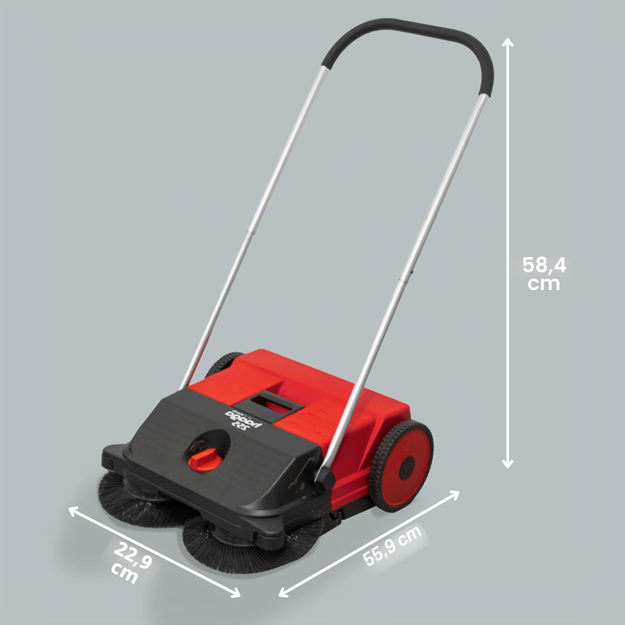 Haaga 255 - Barredora Manual con Sistema de Barrido Turbo, Capacidad de Barrido 1600 m²/h, Capacidad del depósito 20 litros