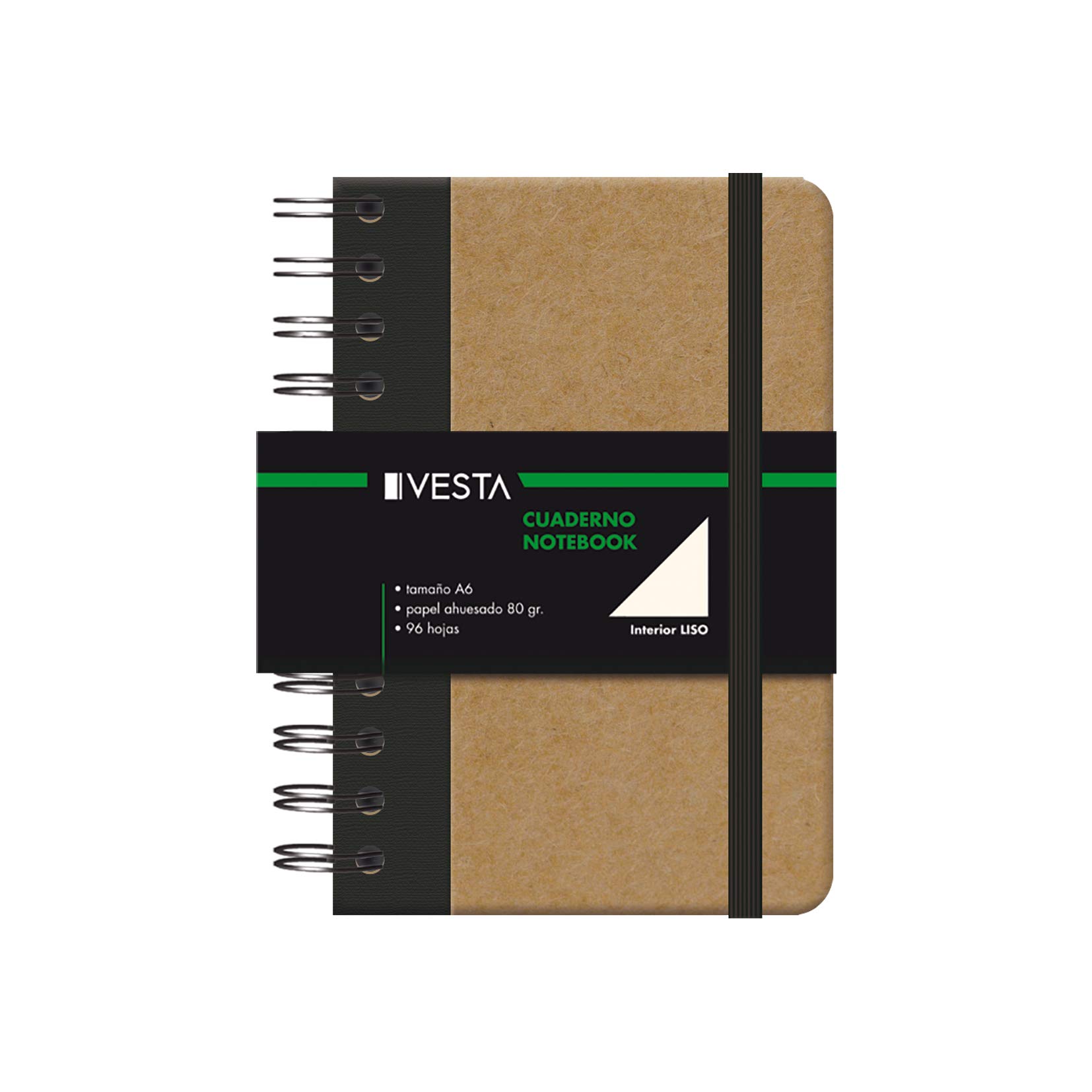 Taccuino Vesta Nature A6 - Carta A Quadri 5mm - 96 Fogli - Elastico E Segnapagina - Copertina In Tela