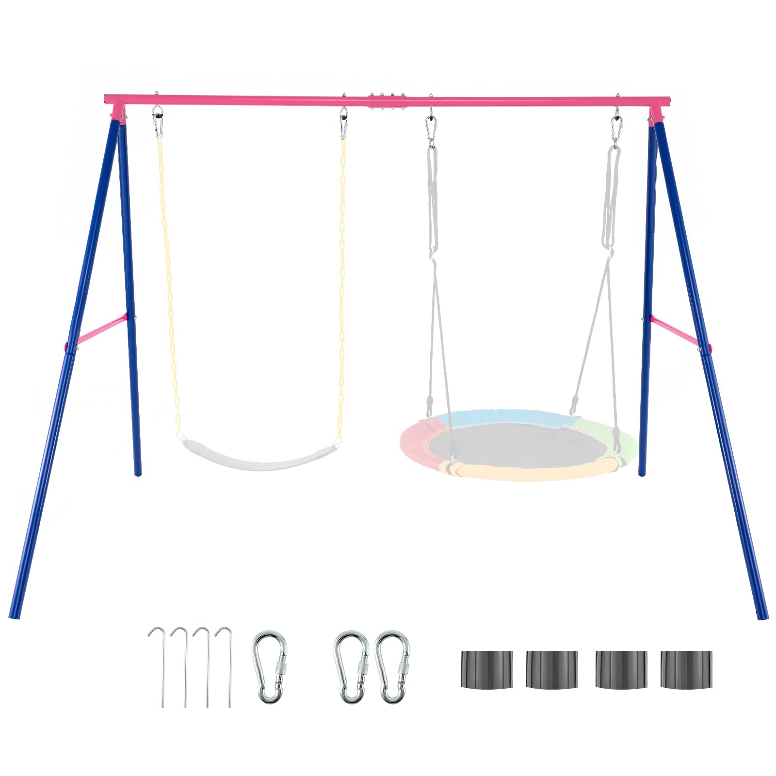 DREAMADE Schaukelgestell Outdoor, Schaukelgerüst Metall (Nur Rosa- Gestell) | Schaukel Gestell bis 300kg für Kinderschaukel, Nestschaukel, Doppelschaukel Gestell für 2 kinder, Drinnen & Draußen